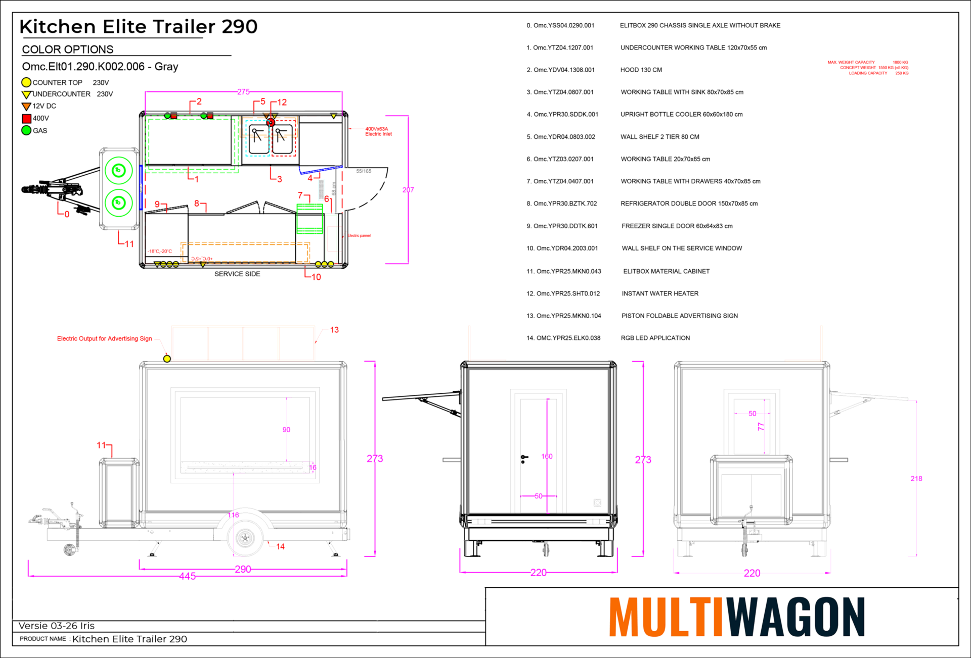 Kitchen Elite Trailer 290